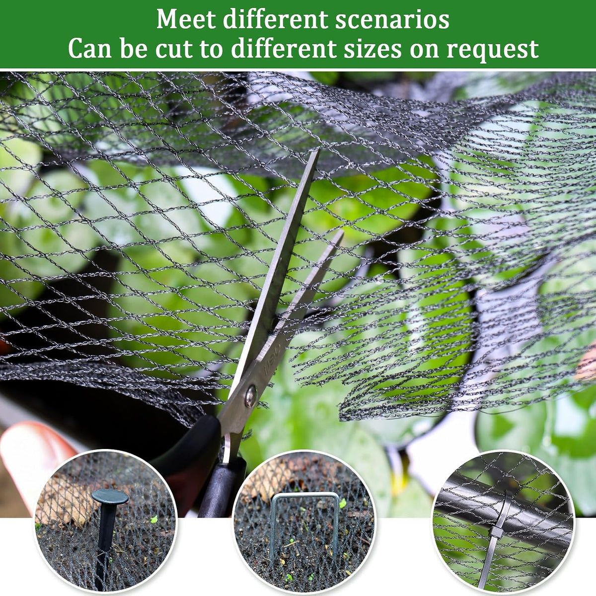 Bird Netting for Garden,8 X 65 Ft Reusable Protective Garden Netting Cover for Plants Fruit Trees Vegetables, 5/8in Mesh Heavy Duty Poultry Fence Animal Barrier with Ties and Staples