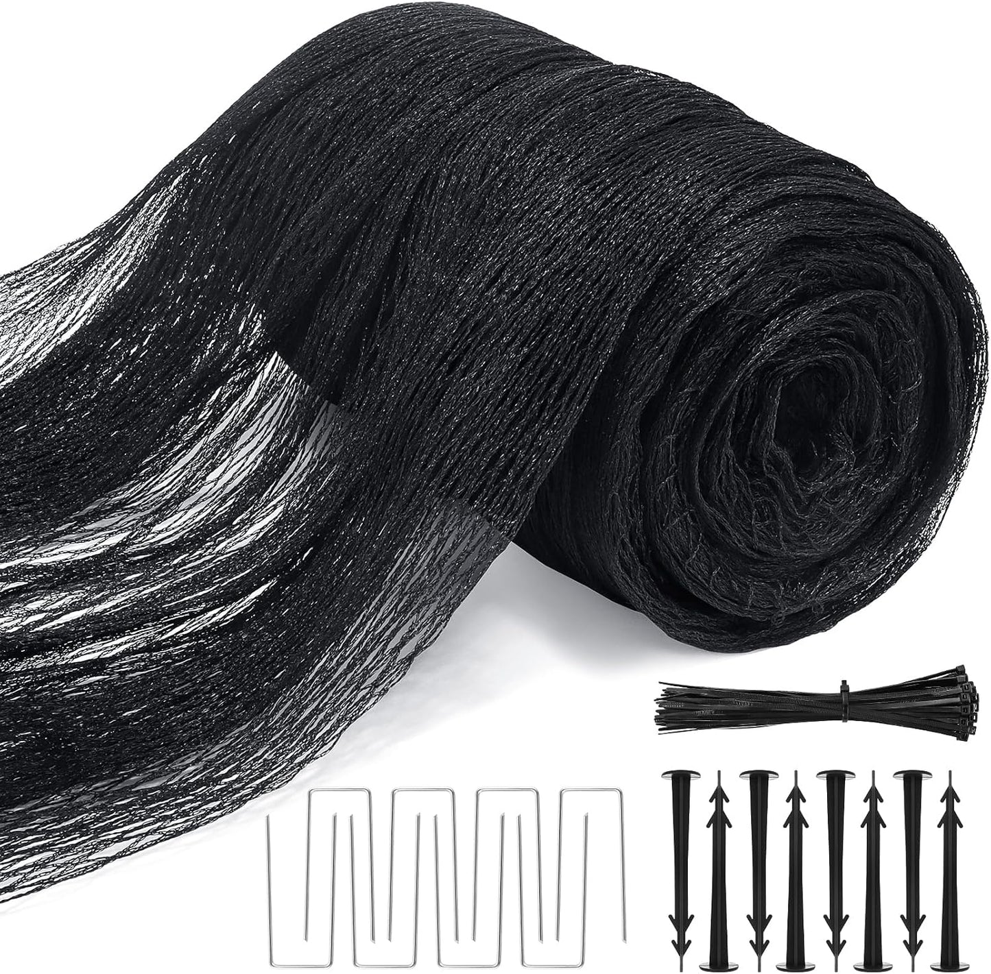 Bird Netting for Garden,8 X 65 Ft Reusable Protective Garden Netting Cover for Plants Fruit Trees Vegetables, 5/8in Mesh Heavy Duty Poultry Fence Animal Barrier with Ties and Staples