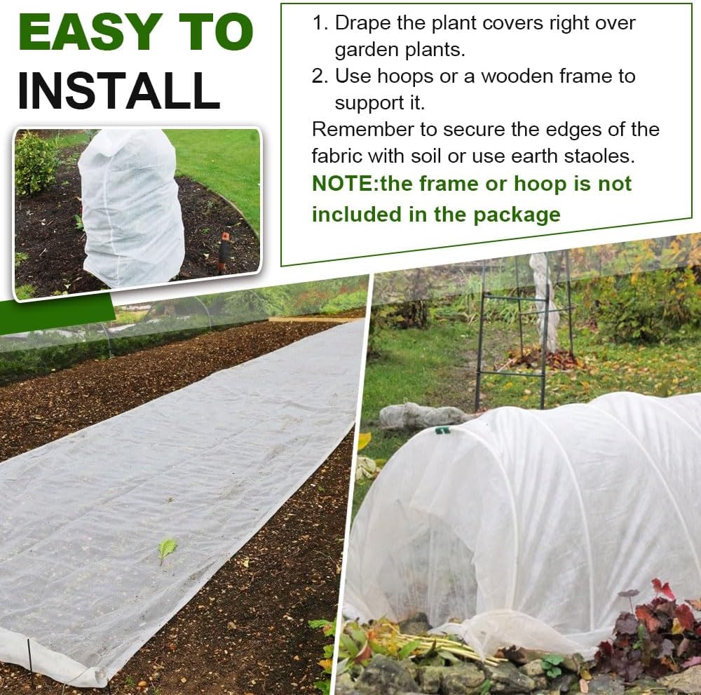 Plant Covers Freeze Protection 10 x 30 FT 1.2oz/yd² Frost Cloth Blankets for Outdoor Plants in Winter, Floating Row Cover for Vegetable Garden