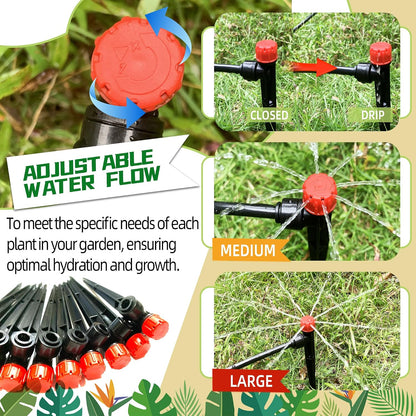 30PCS Push-to-Fit Drip Irrigation Emitters for 1/4 inch Irrigation Tubing, Adjustable 360 Degree Drip Emitter Sprayer with Stake, Irrigation Dripper Sprinklers for Drip Irrigation System