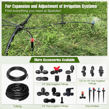 30PCS Push-to-Fit Drip Irrigation Emitters for 1/4 inch Irrigation Tubing, Adjustable 360 Degree Drip Emitter Sprayer with Stake, Irrigation Dripper Sprinklers for Drip Irrigation System