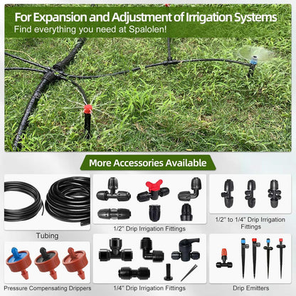 30PCS Push-to-Fit Drip Irrigation Emitters for 1/4 inch Irrigation Tubing, Adjustable 360 Degree Drip Emitter Sprayer with Stake, Irrigation Dripper Sprinklers for Drip Irrigation System