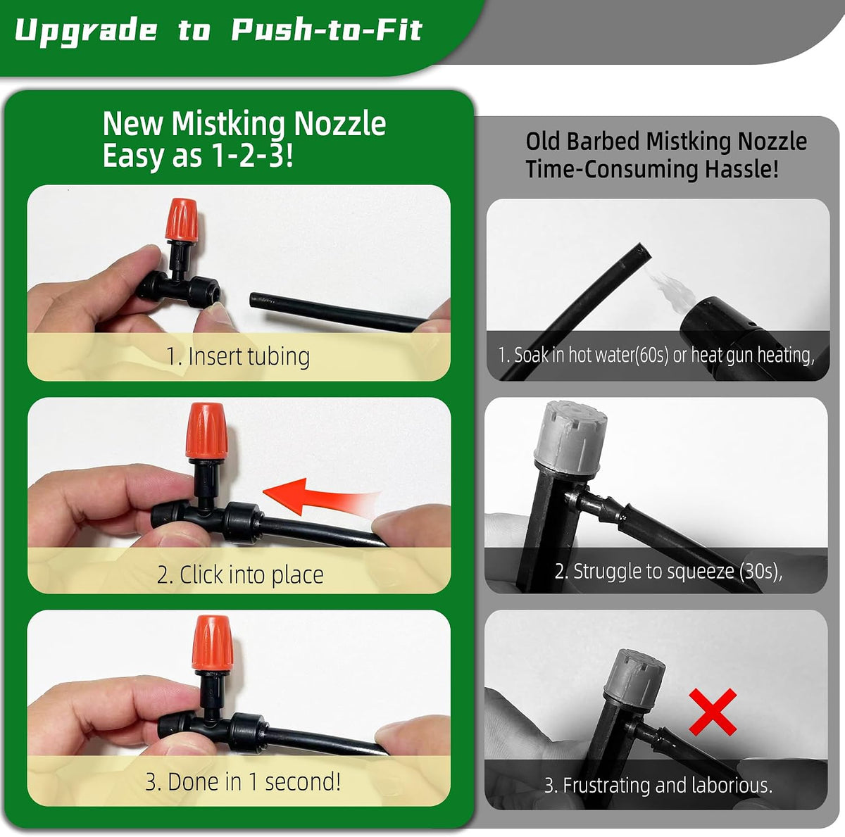 30PCS Push-to-Fit Drip Irrigation Emitters for 1/4 inch Irrigation Tubing, Adjustable 360 Degree Drip Emitter Sprayer with Stake, Irrigation Dripper Sprinklers for Drip Irrigation System