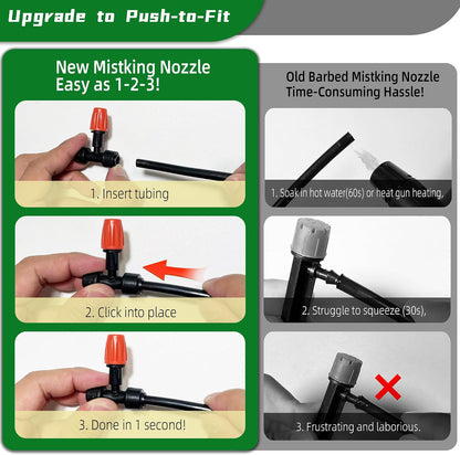 30PCS Push-to-Fit Drip Irrigation Emitters for 1/4 inch Irrigation Tubing, Adjustable 360 Degree Drip Emitter Sprayer with Stake, Irrigation Dripper Sprinklers for Drip Irrigation System