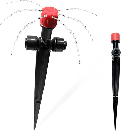 30PCS Push-to-Fit Drip Irrigation Emitters for 1/4 inch Irrigation Tubing, Adjustable 360 Degree Drip Emitter Sprayer with Stake, Irrigation Dripper Sprinklers for Drip Irrigation System