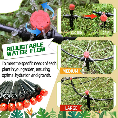 30PCS Push-to-Fit Drip Irrigation Emitters for 1/4 inch Irrigation Tubing, Adjustable 360 Degree Drip Emitter Sprayer with Stake, Irrigation Dripper Sprinklers for Drip Irrigation System