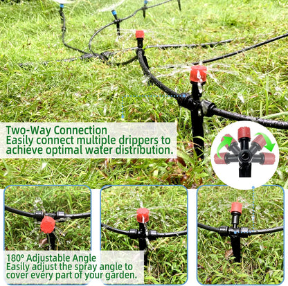 30PCS Push-to-Fit Drip Irrigation Emitters for 1/4 inch Irrigation Tubing, Adjustable 360 Degree Drip Emitter Sprayer with Stake, Irrigation Dripper Sprinklers for Drip Irrigation System