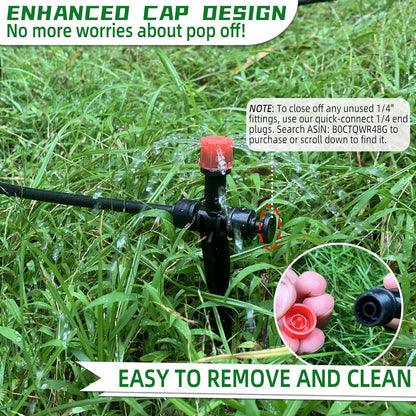 30PCS Push-to-Fit Drip Irrigation Emitters for 1/4 inch Irrigation Tubing, Adjustable 360 Degree Drip Emitter Sprayer with Stake, Irrigation Dripper Sprinklers for Drip Irrigation System
