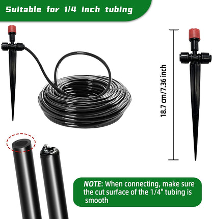 30PCS Push-to-Fit Drip Irrigation Emitters for 1/4 inch Irrigation Tubing, Adjustable 360 Degree Drip Emitter Sprayer with Stake, Irrigation Dripper Sprinklers for Drip Irrigation System