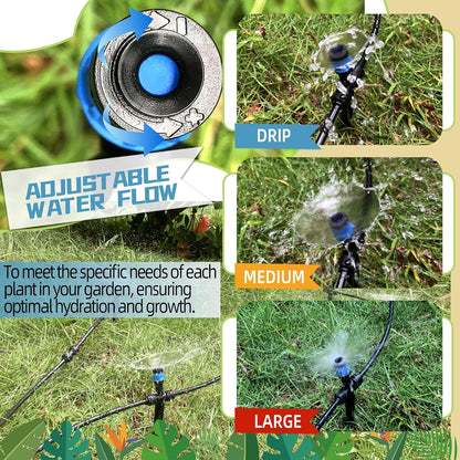 30PCS Push-to-Fit Drip Irrigation Emitters for 1/4 inch Irrigation Tubing, Adjustable 360 Degree Drip Emitter Sprayer with Stake, Irrigation Dripper Sprinklers for Drip Irrigation System