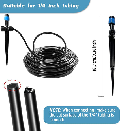30PCS Push-to-Fit Drip Irrigation Emitters for 1/4 inch Irrigation Tubing, Adjustable 360 Degree Drip Emitter Sprayer with Stake, Irrigation Dripper Sprinklers for Drip Irrigation System