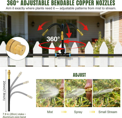 30PCS Push-to-Fit Drip Irrigation Emitters for 1/4 inch Irrigation Tubing, Adjustable 360 Degree Drip Emitter Sprayer with Stake, Irrigation Dripper Sprinklers for Drip Irrigation System