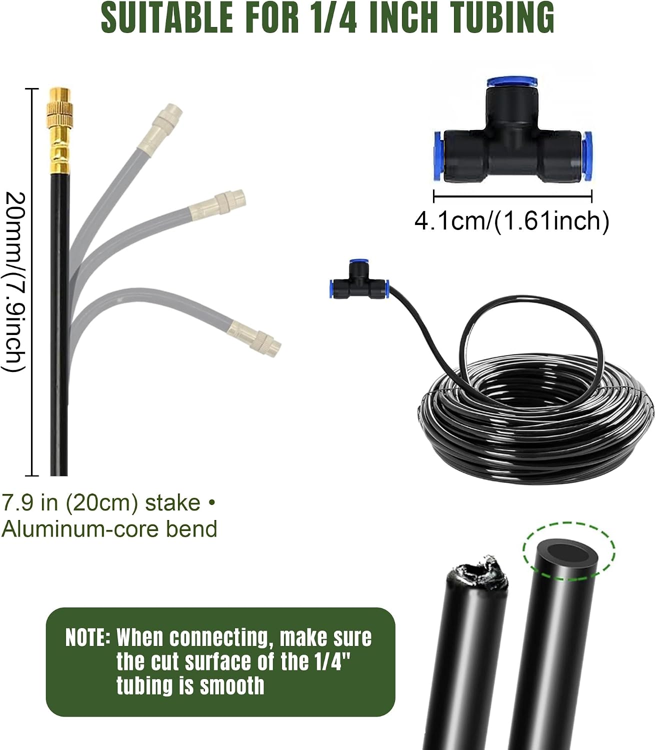 30PCS Push-to-Fit Drip Irrigation Emitters for 1/4 inch Irrigation Tubing, Adjustable 360 Degree Drip Emitter Sprayer with Stake, Irrigation Dripper Sprinklers for Drip Irrigation System