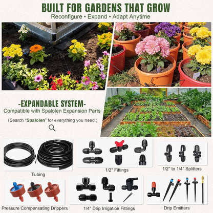 30PCS Push-to-Fit Drip Irrigation Emitters for 1/4 inch Irrigation Tubing, Adjustable 360 Degree Drip Emitter Sprayer with Stake, Irrigation Dripper Sprinklers for Drip Irrigation System
