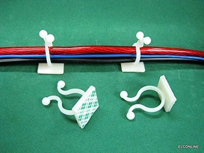 50 Pcs White Nylon Self-Adhesive Twist Locks Holder Cable Tie Clips