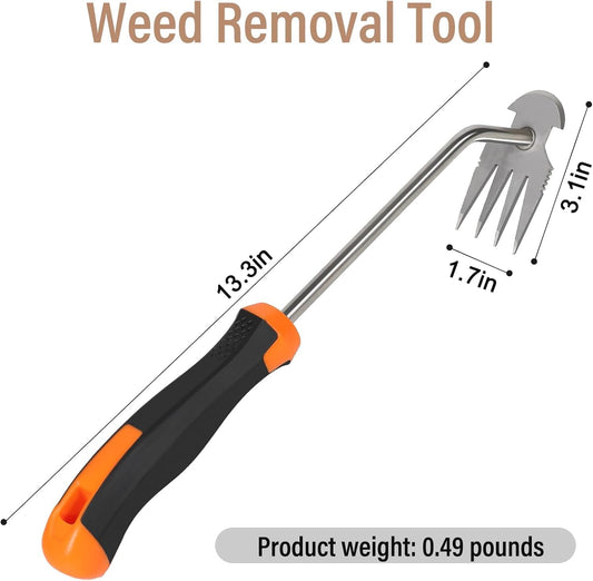 Portable Manganese Steel Weeding Tools for Hand Weeder Puller for Vegetable Gardening Backyard Farm Planting(Rubber Handle)