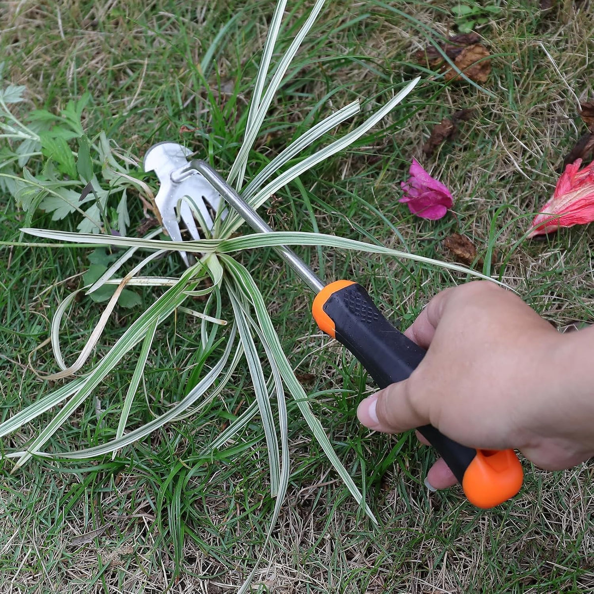 Portable Manganese Steel Weeding Tools for Hand Weeder Puller for Vegetable Gardening Backyard Farm Planting(Rubber Handle)