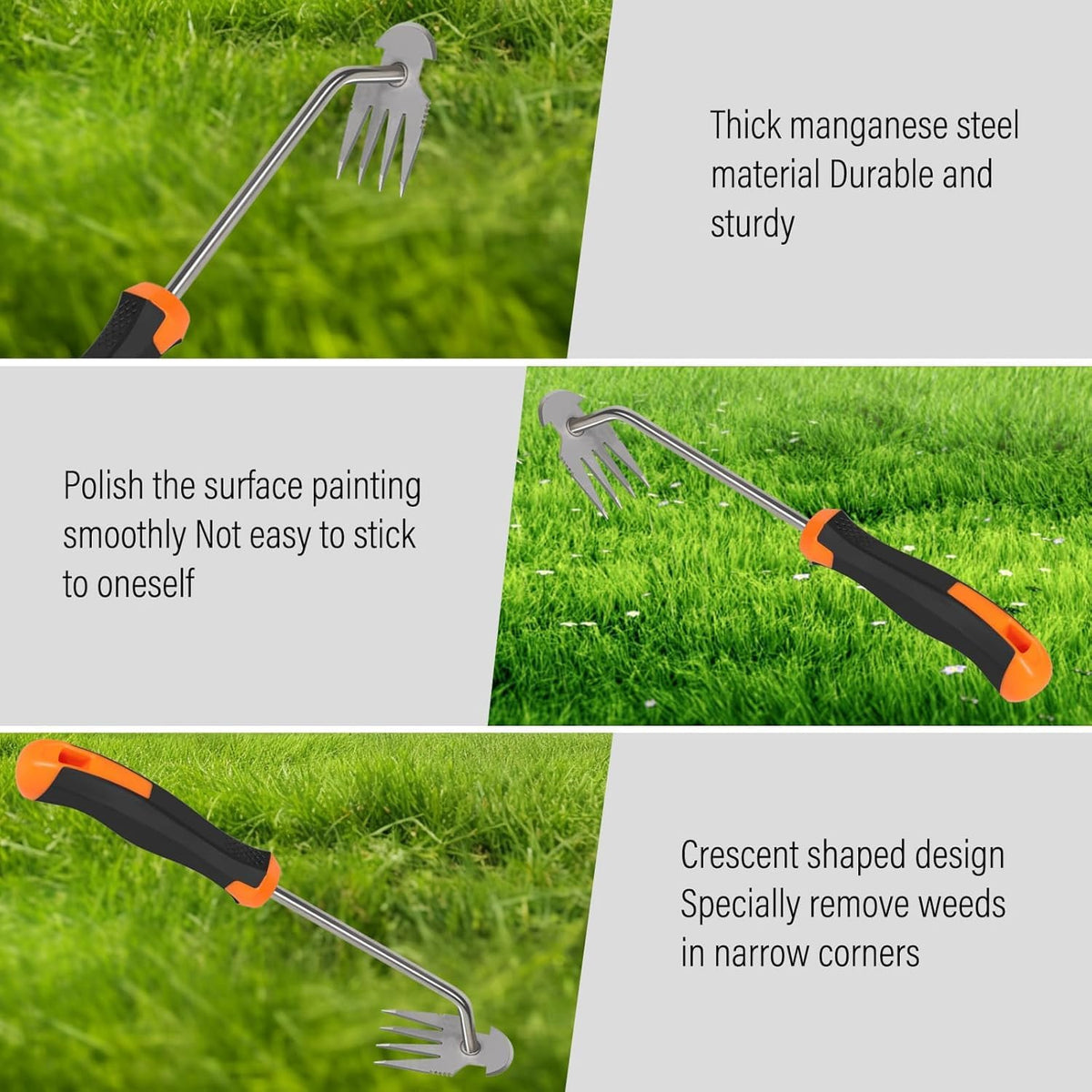 Portable Manganese Steel Weeding Tools for Hand Weeder Puller for Vegetable Gardening Backyard Farm Planting(Rubber Handle)