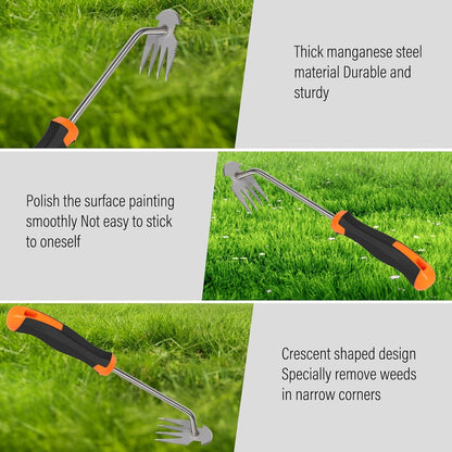 Portable Manganese Steel Weeding Tools for Hand Weeder Puller for Vegetable Gardening Backyard Farm Planting(Rubber Handle)