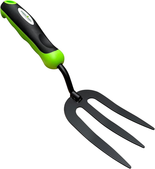 Hand Weeder Fork Tool – Rust Resistant High Carbon Steel – Ergonomic Handle – Great for Planting, Spreading Mulch, Weeding, Loosening & Transplanting Soil