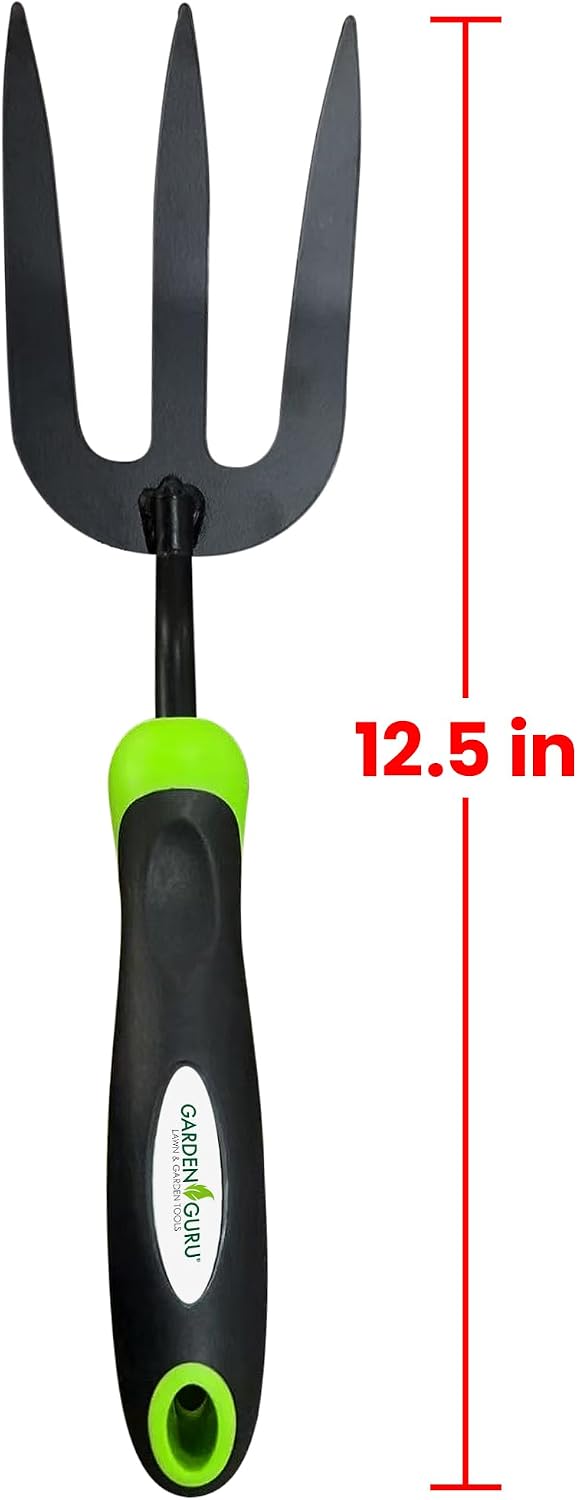 Hand Weeder Fork Tool – Rust Resistant High Carbon Steel – Ergonomic Handle – Great for Planting, Spreading Mulch, Weeding, Loosening & Transplanting Soil