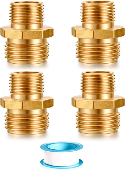 Garden Hose Fittings Connectors Adapter Solid brass Brass Repair Male faucet leader coupler dual water hose connector(3/4" GHT Male to 1/2" NPT Male) (6-Pcs)