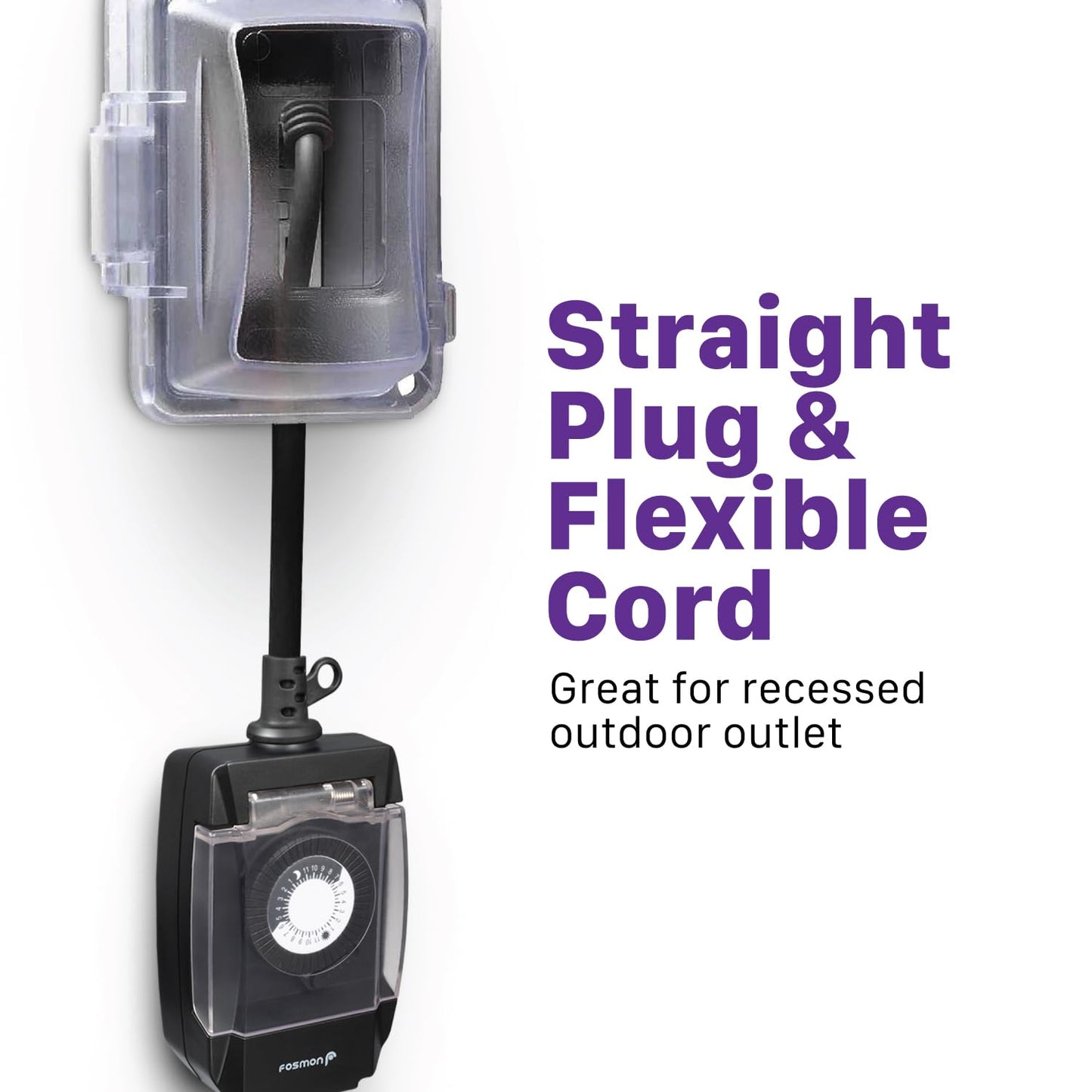Outdoor Light Timer Outlet Waterproof, 24 Hour Plug in Mechanical Pool Pump Timer Weatherproof, 3-Prong, Grounded, Heavy Duty, 15A 1/2HP