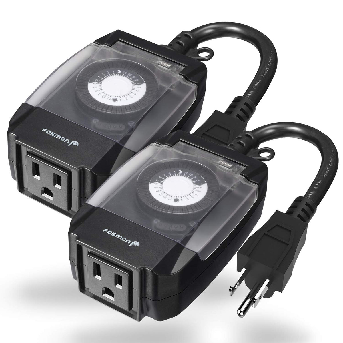 Outdoor Light Timer Outlet Waterproof, 24 Hour Plug in Mechanical Pool Pump Timer Weatherproof, 3-Prong, Grounded, Heavy Duty, 15A 1/2HP