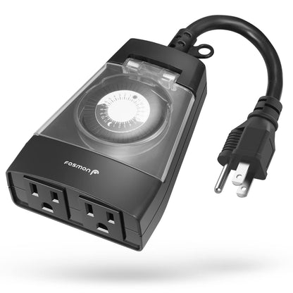 Outdoor Light Timer Outlet Waterproof, 24 Hour Plug in Mechanical Pool Pump Timer Weatherproof, 3-Prong, Grounded, Heavy Duty, 15A 1/2HP