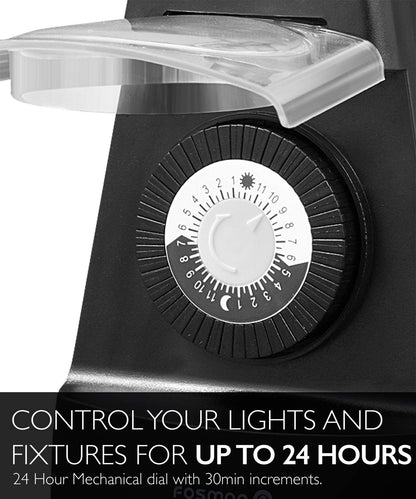 Outdoor Light Timer Outlet Waterproof, 24 Hour Plug in Mechanical Pool Pump Timer Weatherproof, 3-Prong, Grounded, Heavy Duty, 15A 1/2HP
