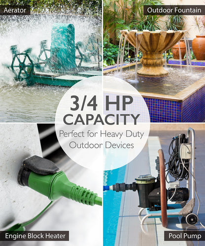 Outdoor Light Timer Outlet Waterproof, 24 Hour Plug in Mechanical Pool Pump Timer Weatherproof, 3-Prong, Grounded, Heavy Duty, 15A 1/2HP