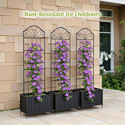 Metal Trellis for Climbing Plants Outdoor, 60 * 19.7 Inch Tall Garden Trellis with Black Rustproof Coating, Decorative Rose Trellis for Climbing Roses, Vines, and Flowers, 2 Pack