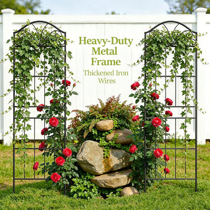 Metal Trellis for Climbing Plants Outdoor, 60 * 19.7 Inch Tall Garden Trellis with Black Rustproof Coating, Decorative Rose Trellis for Climbing Roses, Vines, and Flowers, 2 Pack