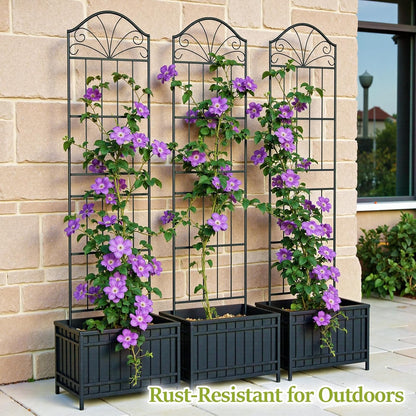 Metal Trellis for Climbing Plants Outdoor, 60 * 19.7 Inch Tall Garden Trellis with Black Rustproof Coating, Decorative Rose Trellis for Climbing Roses, Vines, and Flowers, 2 Pack