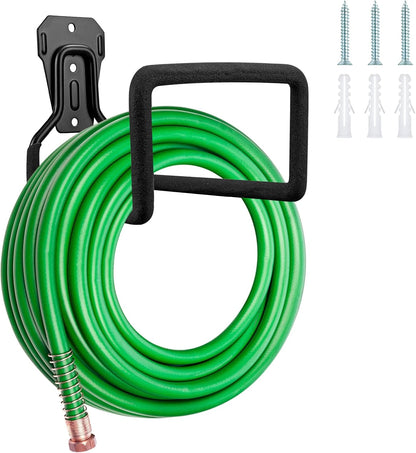 Hose Holder Wall Mount,1pc Black Garden Hose Holder,Water Hose Holders for Outside,Hold 125ft Hose, Reliable and Heavy Duty Rust-Free Hose Rack for Water Hose, Keep Your Backyard Neat and Clean