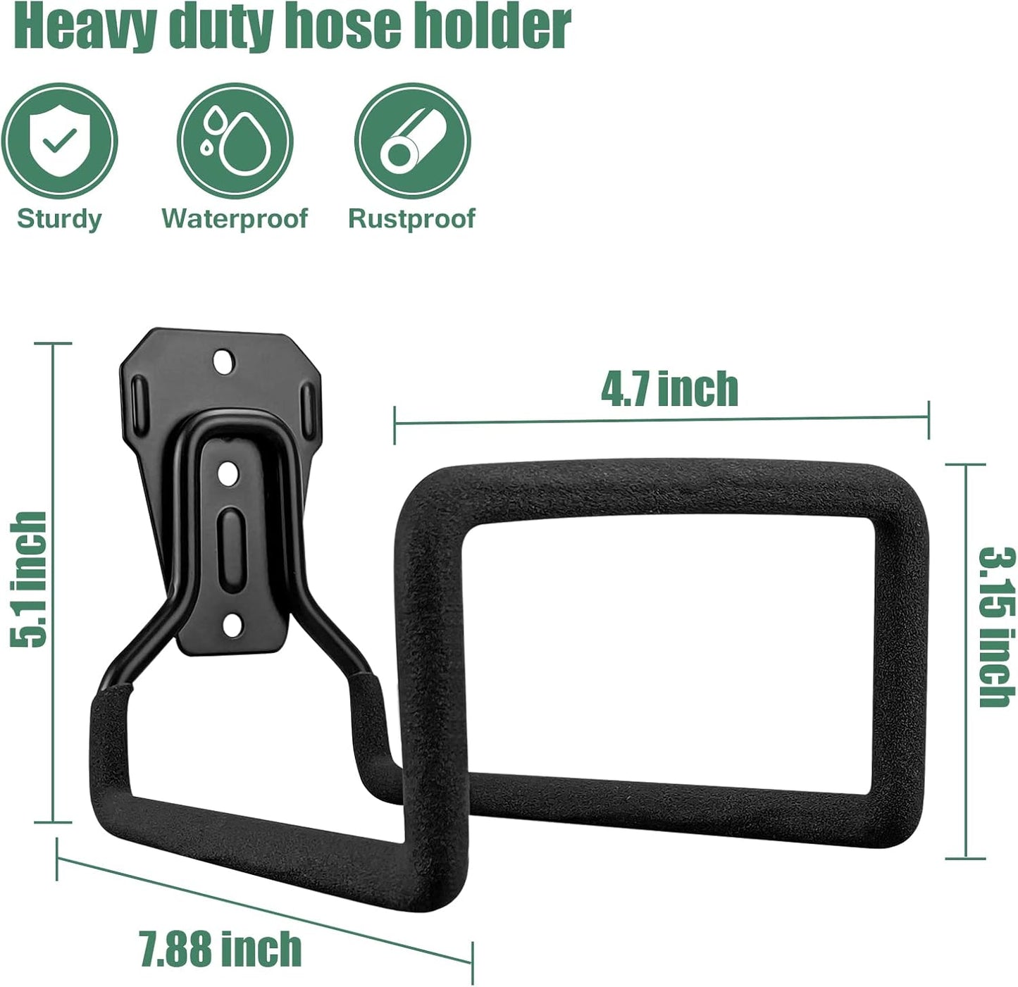 Hose Holder Wall Mount,1pc Black Garden Hose Holder,Water Hose Holders for Outside,Hold 125ft Hose, Reliable and Heavy Duty Rust-Free Hose Rack for Water Hose, Keep Your Backyard Neat and Clean