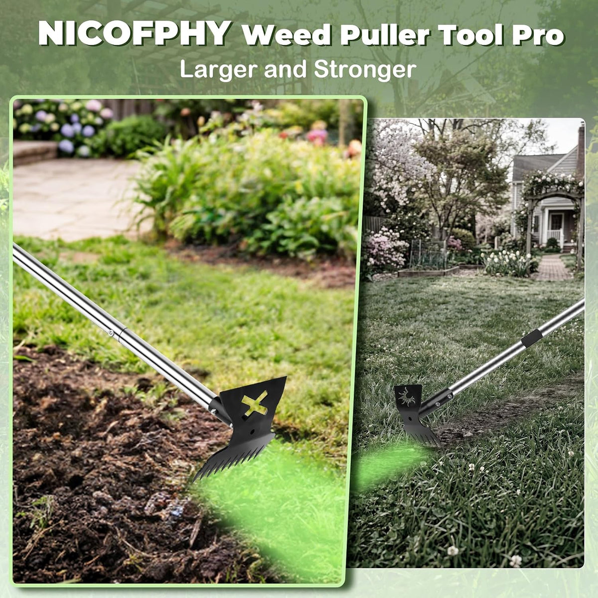 Larger Weed Puller Tool with Long Handle for Garden, Yard and Lawn
