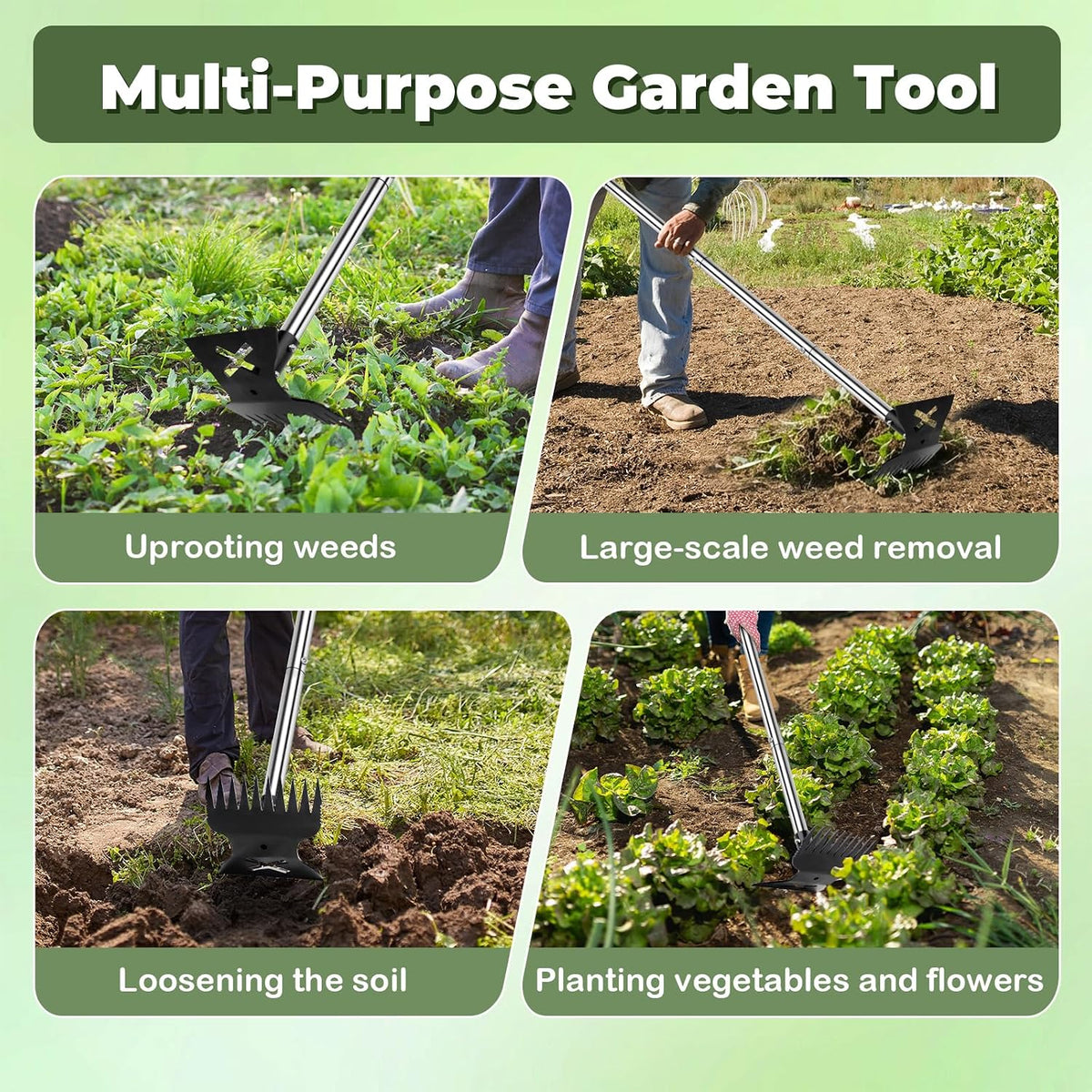 Larger Weed Puller Tool with Long Handle for Garden, Yard and Lawn