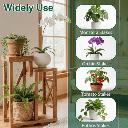 6 Pack Stackable Plant Support Stakes, 43inch Climbing Plant Sticks Structures for Monstera with Garden Ties, Durable Alternative to Moss Pole for Indoor Outdoor Plants