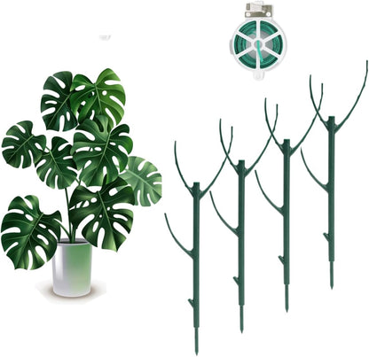 6 Pack Stackable Plant Support Stakes, 43inch Climbing Plant Sticks Structures for Monstera with Garden Ties, Durable Alternative to Moss Pole for Indoor Outdoor Plants