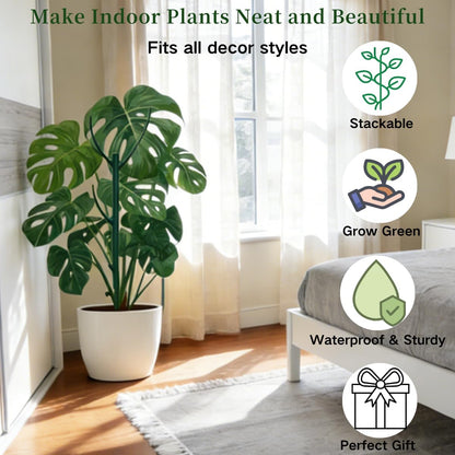 6 Pack Stackable Plant Support Stakes, 43inch Climbing Plant Sticks Structures for Monstera with Garden Ties, Durable Alternative to Moss Pole for Indoor Outdoor Plants