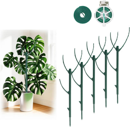 6 Pack Stackable Plant Support Stakes, 43inch Climbing Plant Sticks Structures for Monstera with Garden Ties, Durable Alternative to Moss Pole for Indoor Outdoor Plants