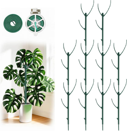 6 Pack Stackable Plant Support Stakes, 43inch Climbing Plant Sticks Structures for Monstera with Garden Ties, Durable Alternative to Moss Pole for Indoor Outdoor Plants