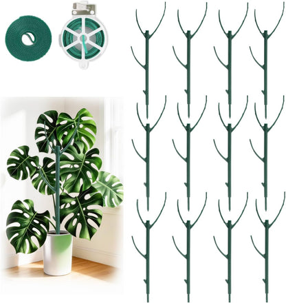 6 Pack Stackable Plant Support Stakes, 43inch Climbing Plant Sticks Structures for Monstera with Garden Ties, Durable Alternative to Moss Pole for Indoor Outdoor Plants