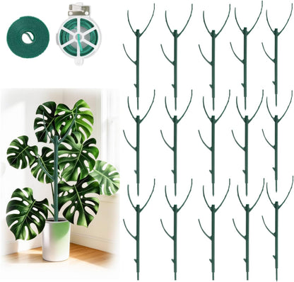 6 Pack Stackable Plant Support Stakes, 43inch Climbing Plant Sticks Structures for Monstera with Garden Ties, Durable Alternative to Moss Pole for Indoor Outdoor Plants