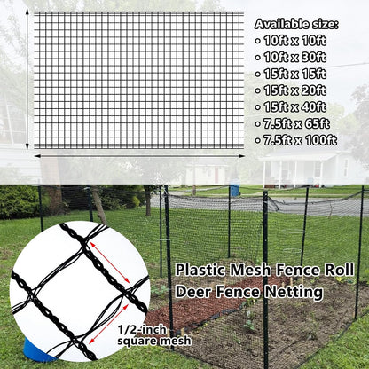15x15ft Bird Netting, 1/2-inch Square Mesh Garden Netting