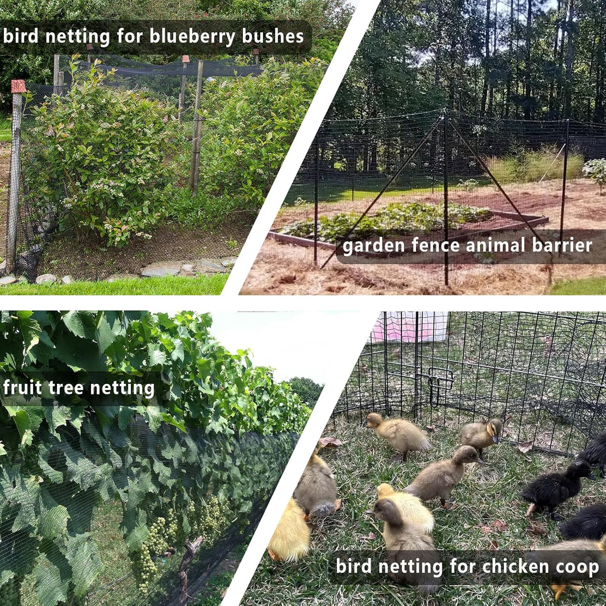 15x15ft Bird Netting, 1/2-inch Square Mesh Garden Netting