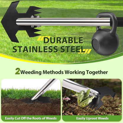 Hoe Garden Tool, Scuffle Garden Hoe for Weeding with 30-60 Inch Steel Long Handle, Dual Use Sharp Gardening Hula Hoe, Adjustable Rocket Shaped Weed Remover Action Hoe