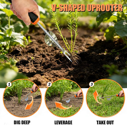5 Pack Weed Puller Tool, Stainless Steel Manual Hand Weeding Tool Set