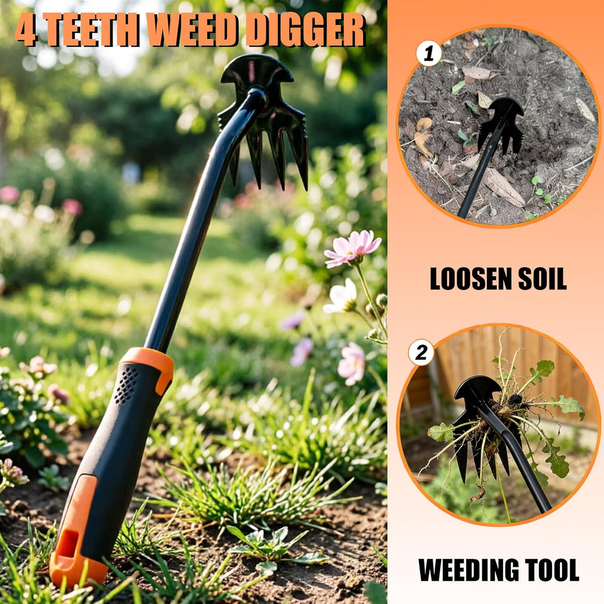 5 Pack Weed Puller Tool, Stainless Steel Manual Hand Weeding Tool Set